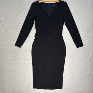 River Island Bandage Dress Womens UK 10 US 6 Black Knit Midi LBD Capsule Elegant
